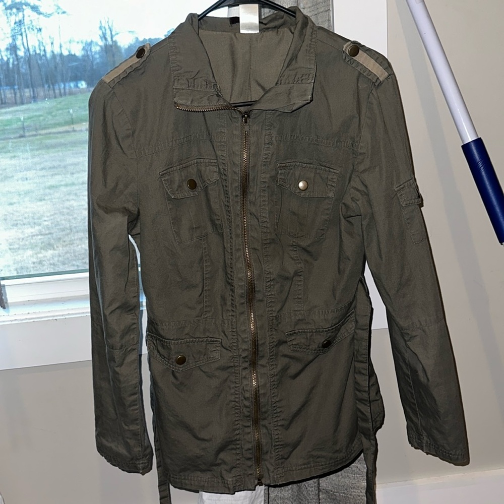 Olive Green Trench Coat Free of stains & wear and tear